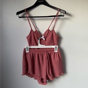 Size S Cheibear Pink Waffle PJ Set